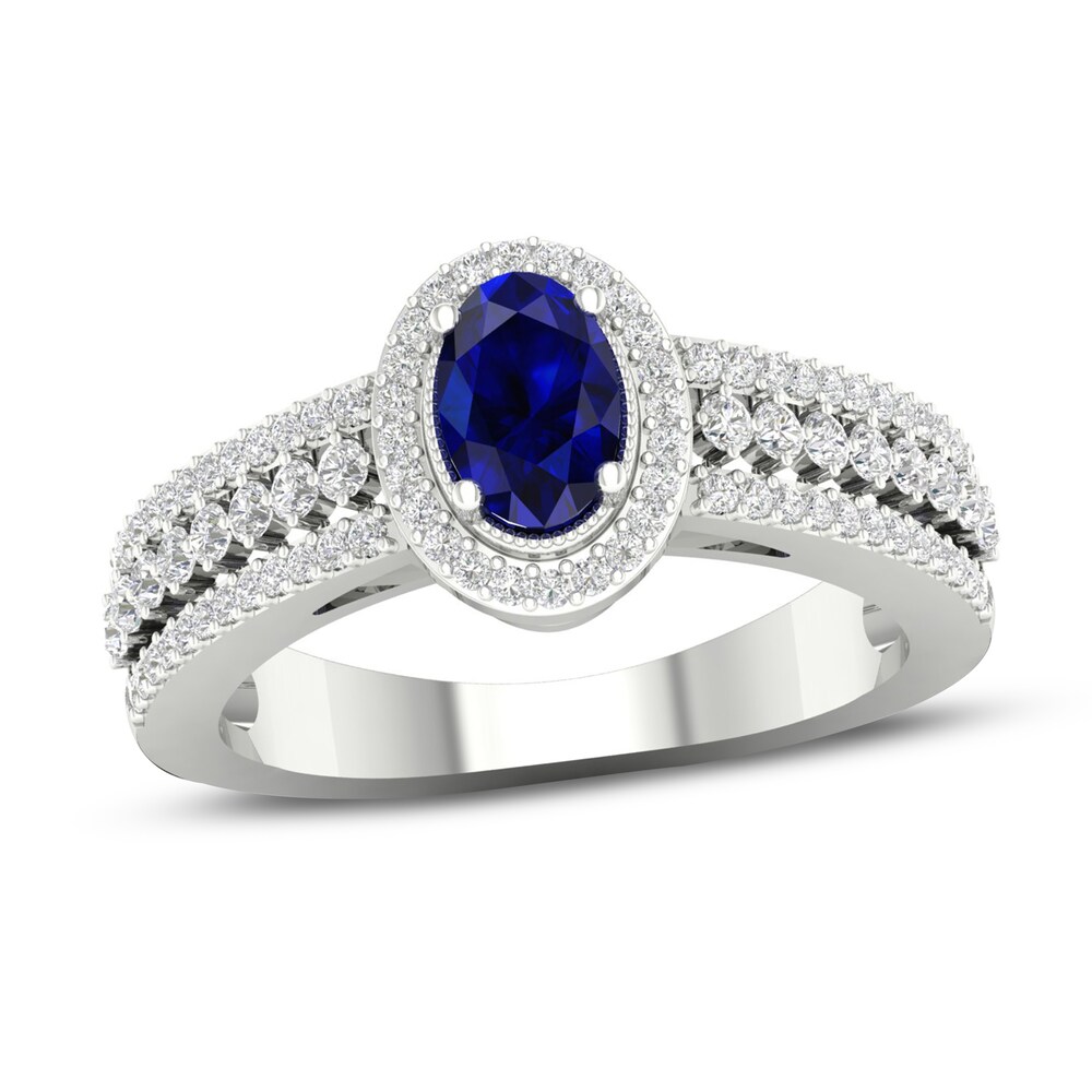 Diamond & Natural Blue Sapphire Engagement Ring 1/3 ct tw Round 14K White Gold hxfUKmxU Diamond & Natural Blue Sapphire Engagement Ring 1/3 ct tw Round 14K White Gold hxfUKmxU