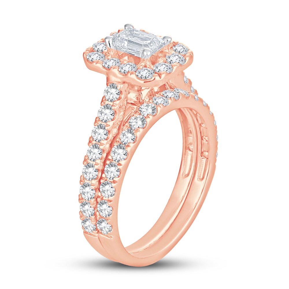 Diamond Bridal Set 2 ct tw Emerald/Round-cut 14K Rose Gold i1vBBlWW Diamond Bridal Set 2 ct tw Emerald/Round-cut 14K Rose Gold i1vBBlWW