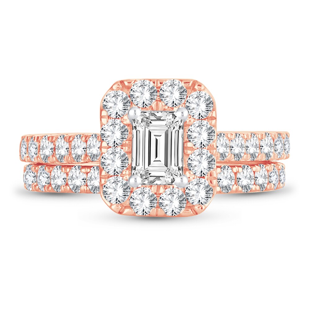 Diamond Bridal Set 2 ct tw Emerald/Round-cut 14K Rose Gold i1vBBlWW Diamond Bridal Set 2 ct tw Emerald/Round-cut 14K Rose Gold i1vBBlWW