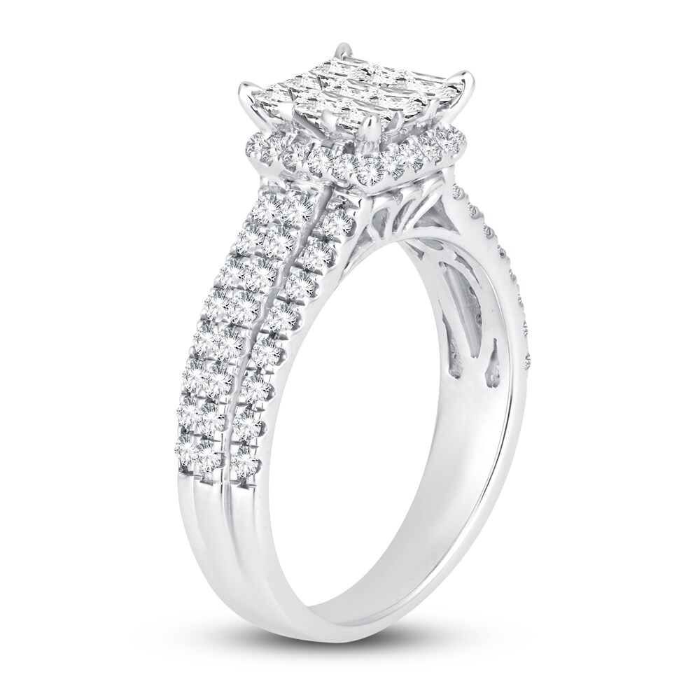 Diamond Engagement Ring 1-1/3 ct tw Princess/Round 14K White Gold i2gbqddb Diamond Engagement Ring 1-1/3 ct tw Princess/Round 14K White Gold i2gbqddb
