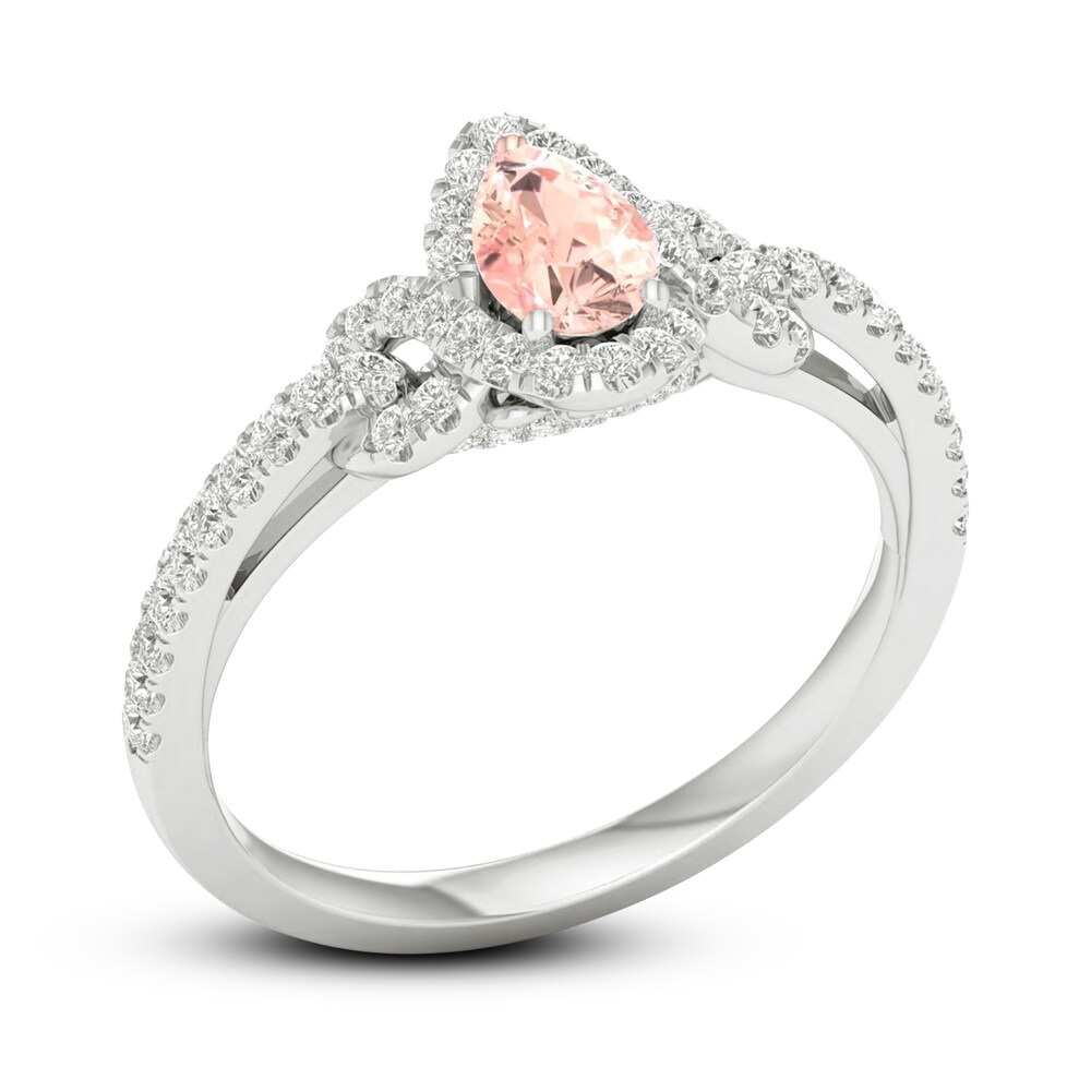 Natural Morganite Engagement Ring 1/3 ct tw Round/Pear-shaped 14K White Gold iX50rZRT Natural Morganite Engagement Ring 1/3 ct tw Round/Pear-shaped 14K White Gold iX50rZRT