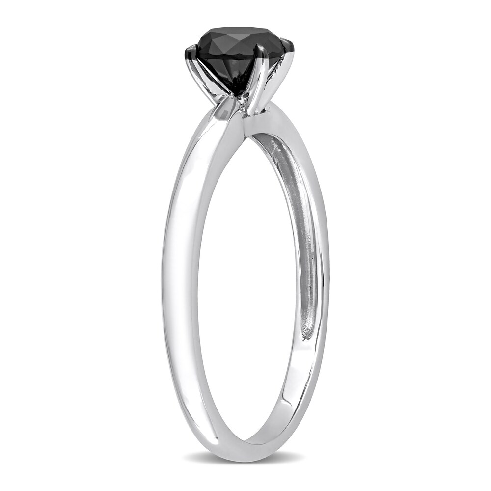 Black Diamond Solitaire Engagement Ring 3/4 ct tw Round-cut 14K White Gold ia04G4XD Black Diamond Solitaire Engagement Ring 3/4 ct tw Round-cut 14K White Gold ia04G4XD