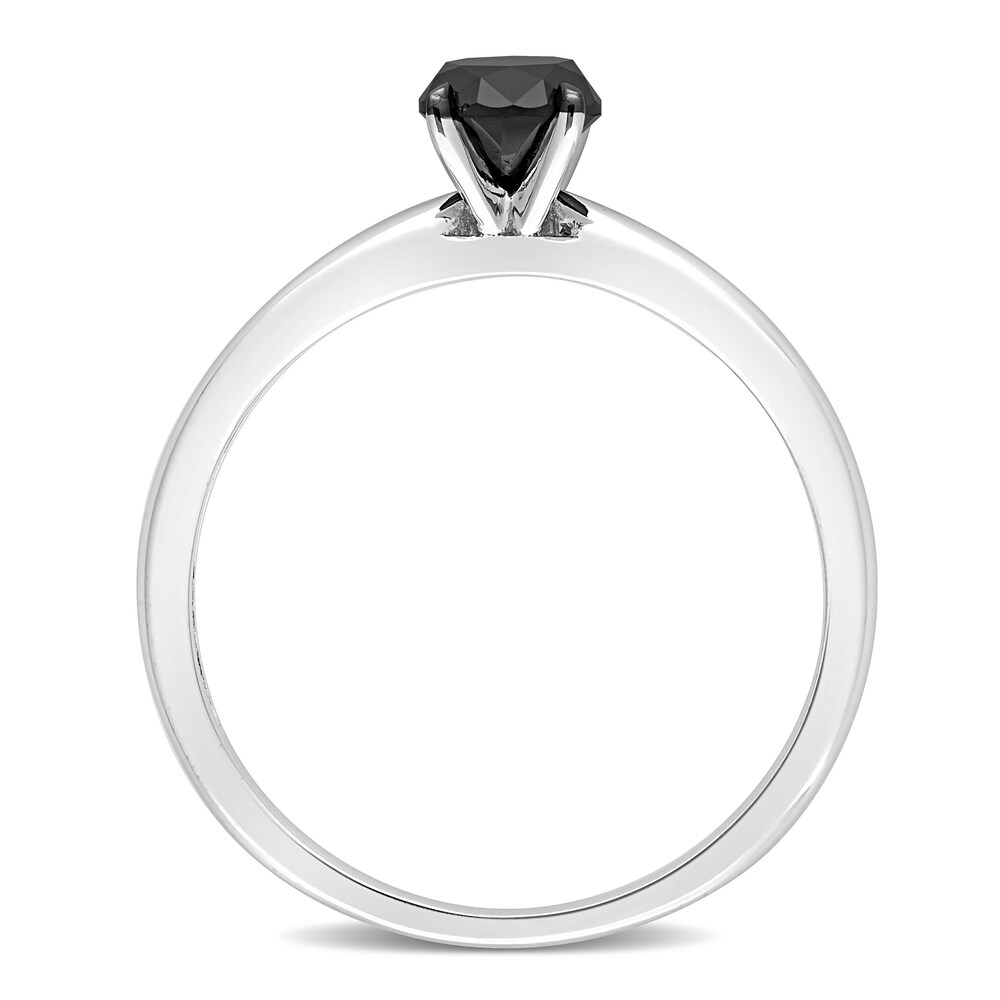 Black Diamond Solitaire Engagement Ring 3/4 ct tw Round-cut 14K White Gold ia04G4XD Black Diamond Solitaire Engagement Ring 3/4 ct tw Round-cut 14K White Gold ia04G4XD