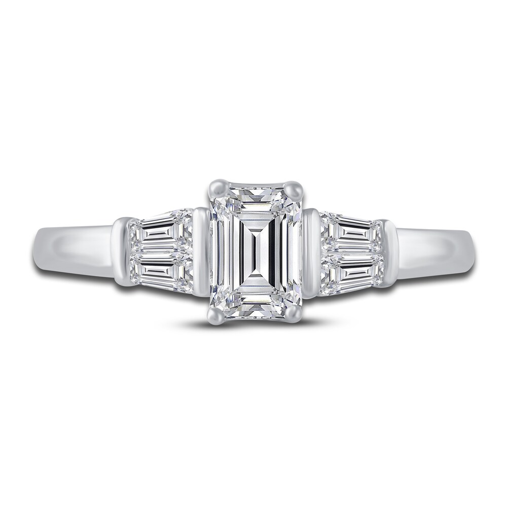 Diamond Engagement Ring 5/8 ct tw Emerald/Baguette 14K White Gold ietF6HKq Diamond Engagement Ring 5/8 ct tw Emerald/Baguette 14K White Gold ietF6HKq