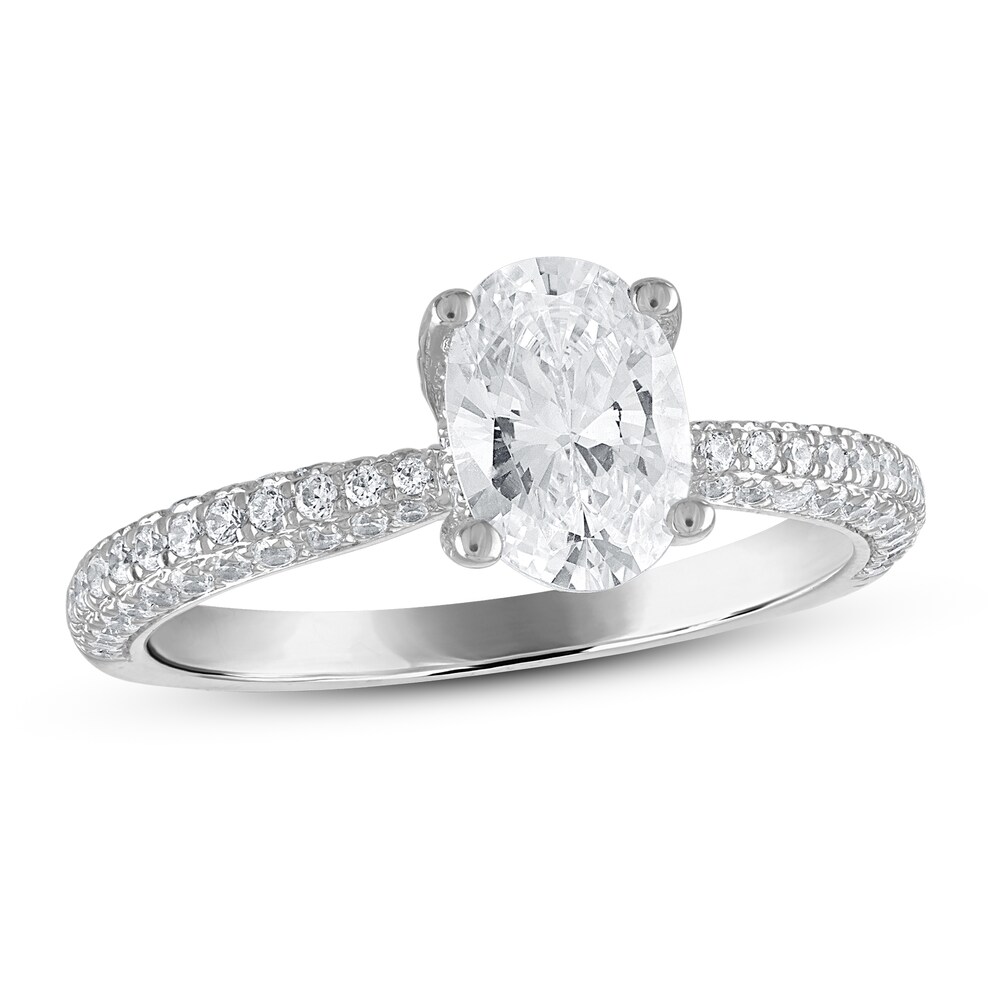 Diamond Engagement Ring 1-1/2 ct tw Oval/Round 14K White Gold iftkPJuA Diamond Engagement Ring 1-1/2 ct tw Oval/Round 14K White Gold iftkPJuA
