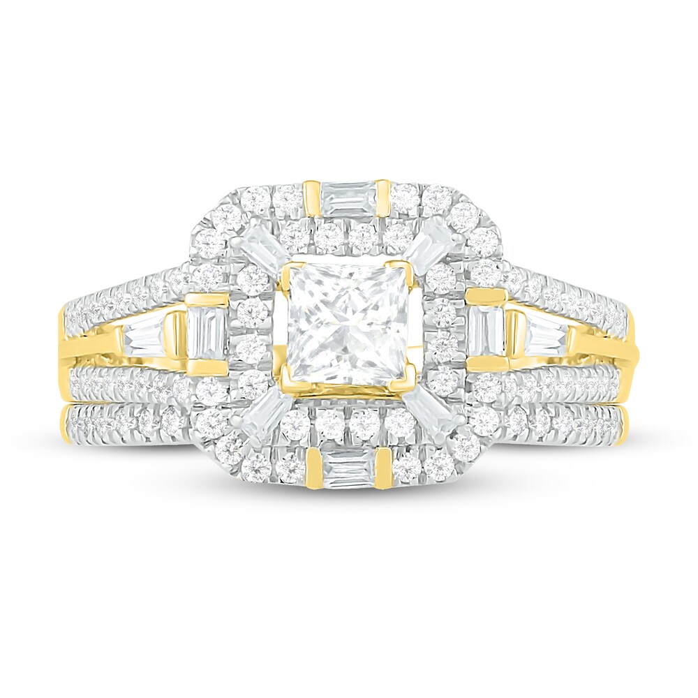 Diamond Bridal Set 1 ct tw Princess, Baguette & Round 14K Yellow Gold igwF2H6D Diamond Bridal Set 1 ct tw Princess, Baguette & Round 14K Yellow Gold igwF2H6D