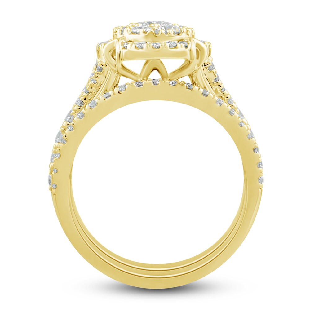 Diamond Oval Bridal Set 1-1/2 ct tw Round 14K Yellow Gold jKuw3zcm Diamond Oval Bridal Set 1-1/2 ct tw Round 14K Yellow Gold jKuw3zcm