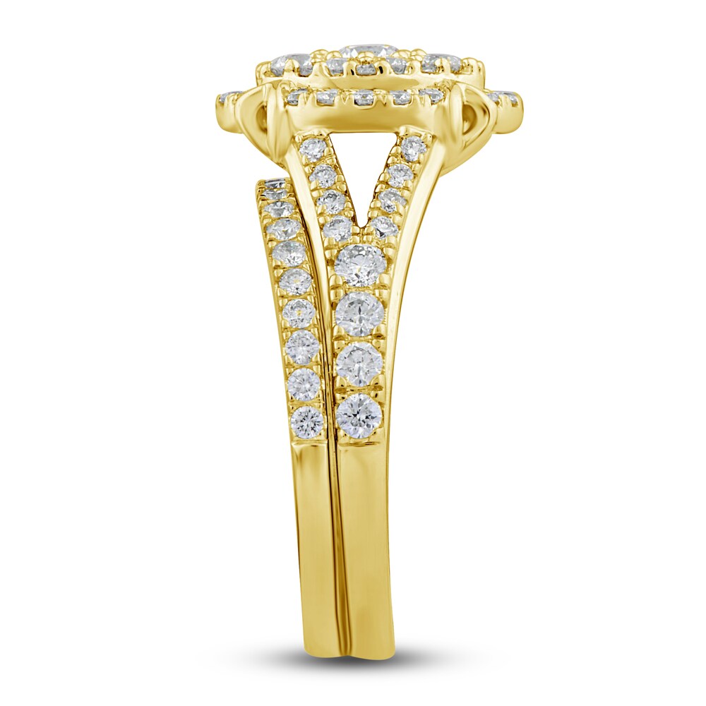 Diamond Oval Bridal Set 1-1/2 ct tw Round 14K Yellow Gold jKuw3zcm Diamond Oval Bridal Set 1-1/2 ct tw Round 14K Yellow Gold jKuw3zcm