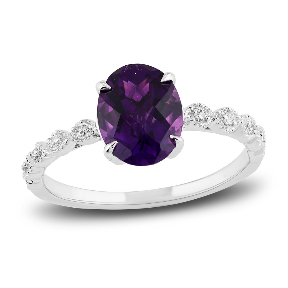 Natural Amethyst Engagement Ring 1/20 ct tw Diamonds 14K White Gold jZCqvZ6f Natural Amethyst Engagement Ring 1/20 ct tw Diamonds 14K White Gold jZCqvZ6f