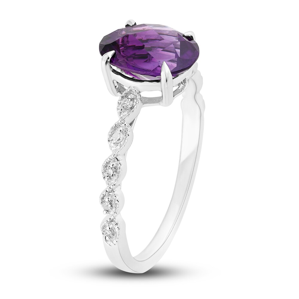 Natural Amethyst Engagement Ring 1/20 ct tw Diamonds 14K White Gold jZCqvZ6f Natural Amethyst Engagement Ring 1/20 ct tw Diamonds 14K White Gold jZCqvZ6f