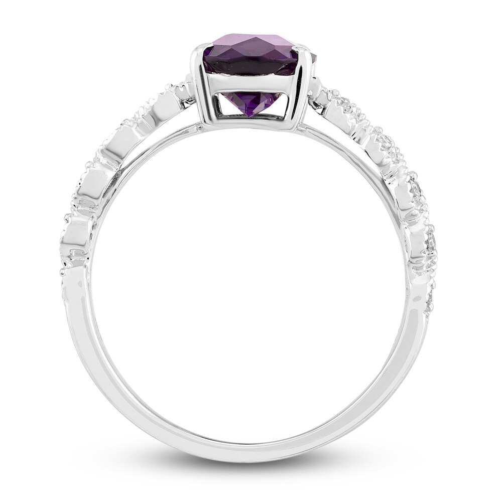 Natural Amethyst Engagement Ring 1/20 ct tw Diamonds 14K White Gold jZCqvZ6f Natural Amethyst Engagement Ring 1/20 ct tw Diamonds 14K White Gold jZCqvZ6f