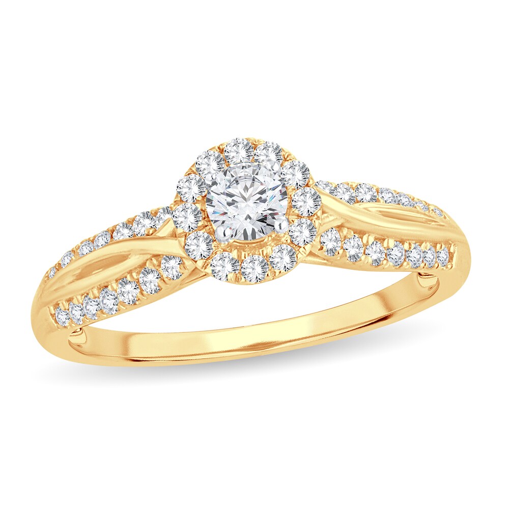 Diamond Ring 1/2 ct tw Round 14K Yellow Gold jd21A5mN