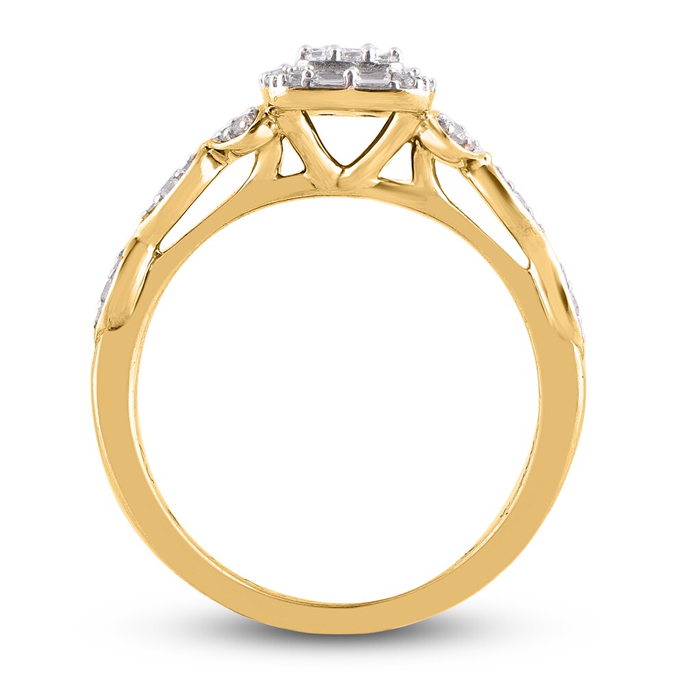 Diamond Engagement Ring 3/8 ct tw Round/Baguette 14K Yellow Gold jrtudCiC