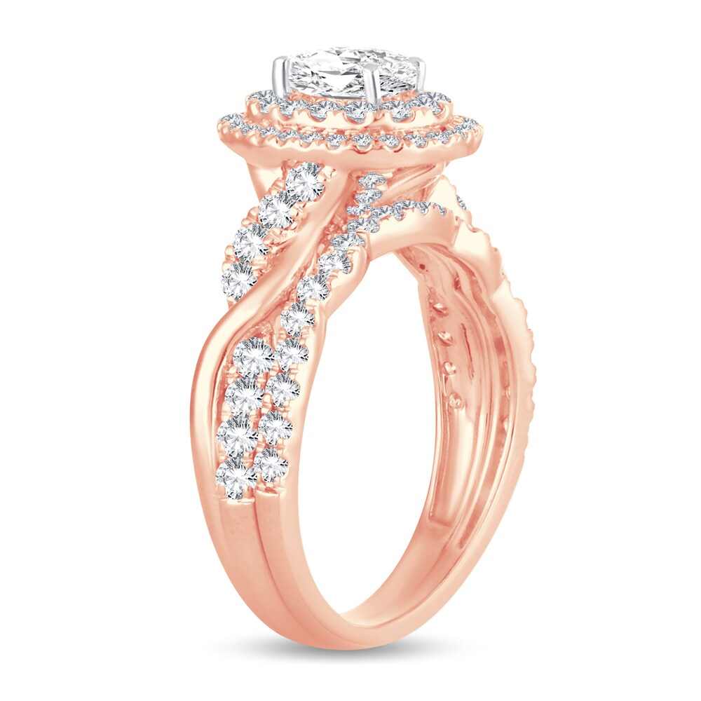 Diamond Bridal Set 1-1/2 ct tw Oval 14K Rose Gold juWl830H Diamond Bridal Set 1-1/2 ct tw Oval 14K Rose Gold juWl830H