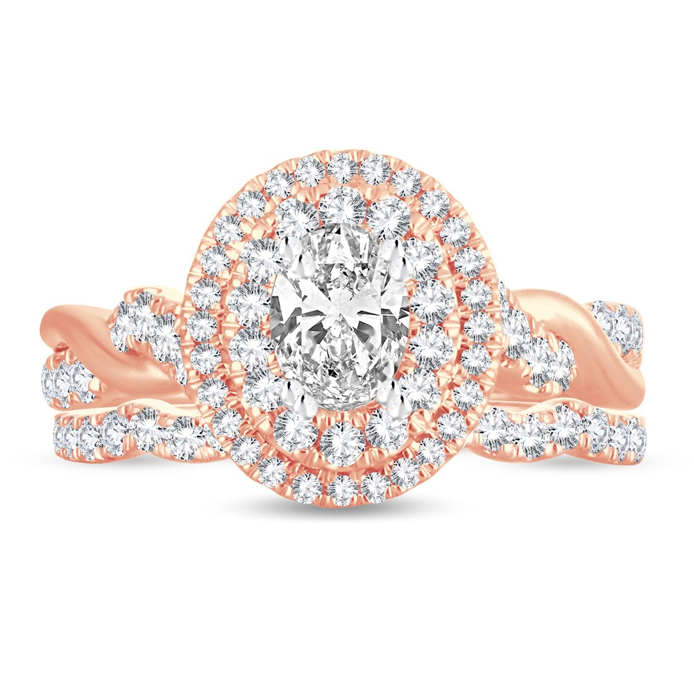 Diamond Bridal Set 1-1/2 ct tw Oval 14K Rose Gold juWl830H Diamond Bridal Set 1-1/2 ct tw Oval 14K Rose Gold juWl830H