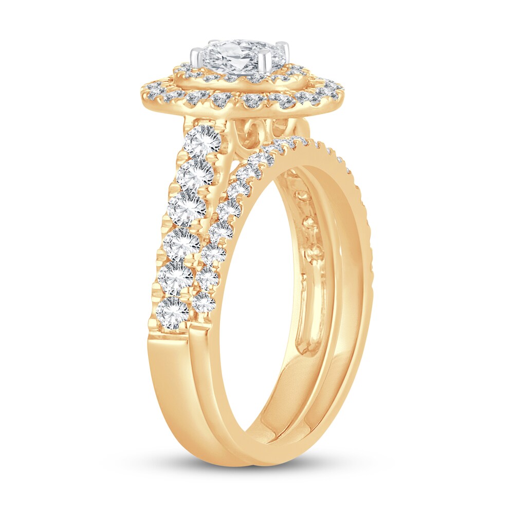 Diamond Bridal Set 1-1/5 ct tw Oval/Round-cut 14K Yellow Gold jzsekbaQ Diamond Bridal Set 1-1/5 ct tw Oval/Round-cut 14K Yellow Gold jzsekbaQ