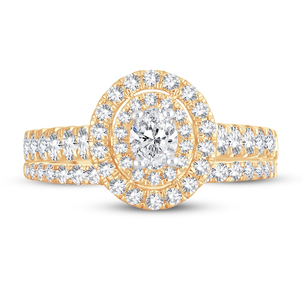 Diamond Bridal Set 1-1/5 ct tw Oval/Round-cut 14K Yellow Gold jzsekbaQ Diamond Bridal Set 1-1/5 ct tw Oval/Round-cut 14K Yellow Gold jzsekbaQ