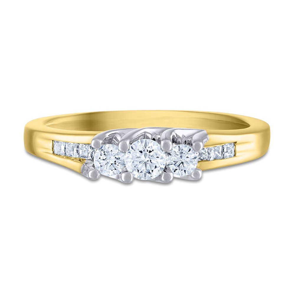 Diamond 3-Stone Engagement Ring 1/2 ct tw Round/Princess 14K Two-Tone kBpND71v Diamond 3-Stone Engagement Ring 1/2 ct tw Round/Princess 14K Two-Tone kBpND71v