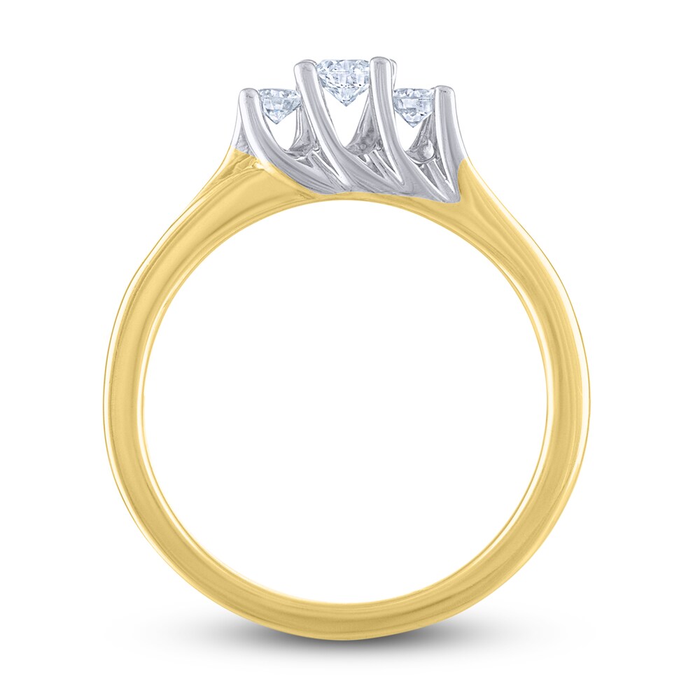 Diamond 3-Stone Engagement Ring 1/2 ct tw Round/Princess 14K Two-Tone kBpND71v