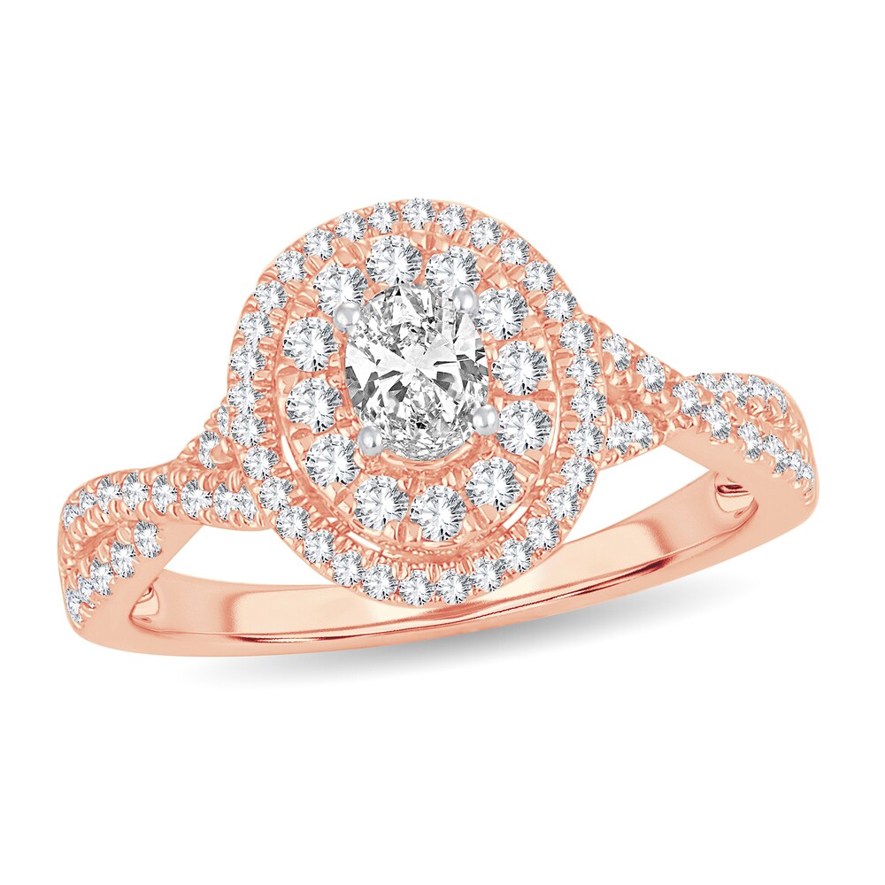 Diamond Ring 3/4 ct tw Oval 14K Rose Gold kC20QWOg