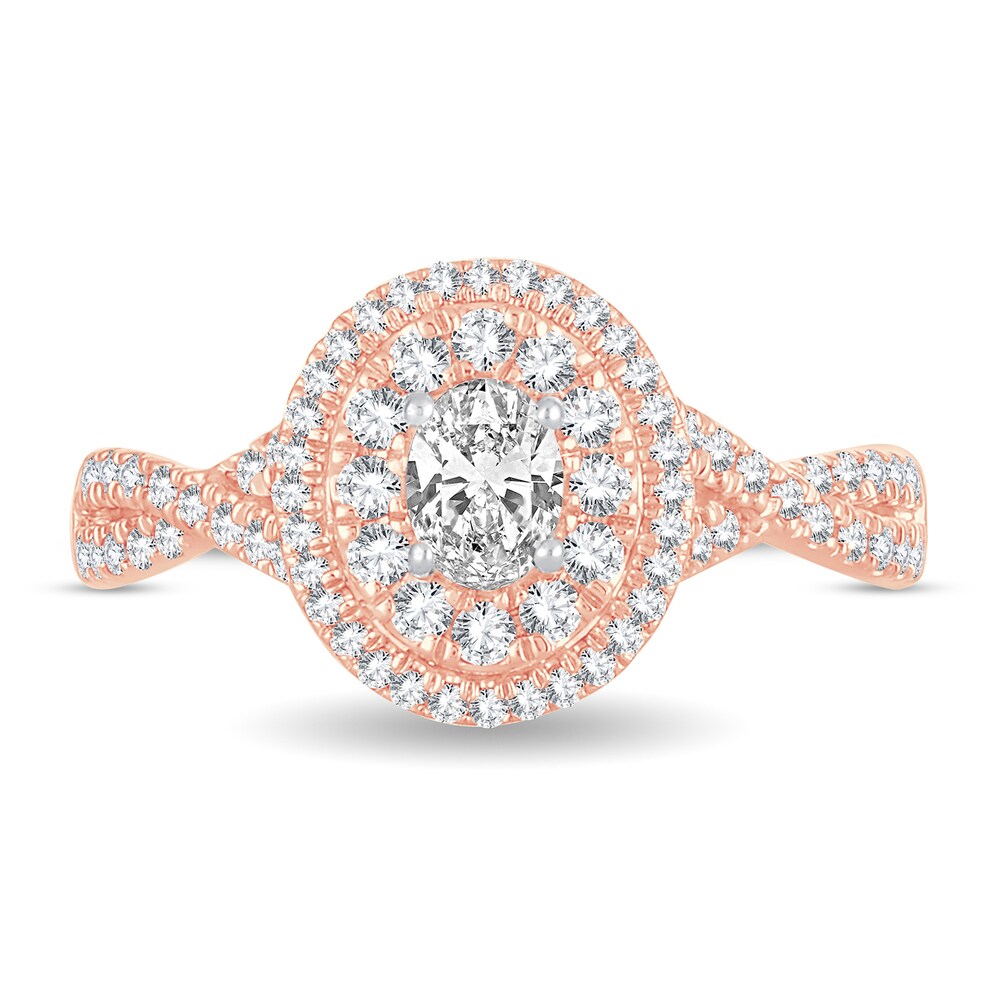 Diamond Ring 3/4 ct tw Oval 14K Rose Gold kC20QWOg Diamond Ring 3/4 ct tw Oval 14K Rose Gold kC20QWOg