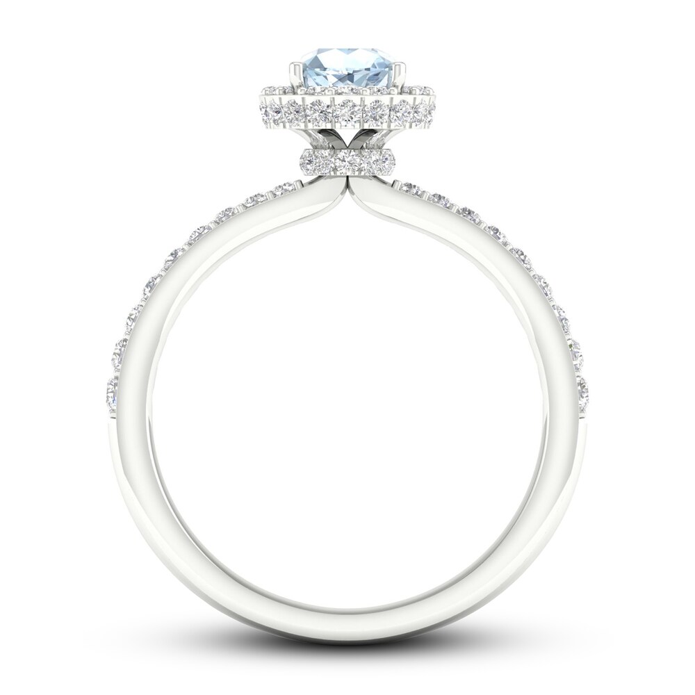 Natural Aquamarine Ring 3/8 ct tw Diamonds 14K White Gold kF7rtvZU Natural Aquamarine Ring 3/8 ct tw Diamonds 14K White Gold kF7rtvZU