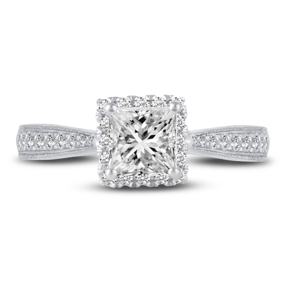 Diamond Engagement Ring 1-1/5 ct tw Princess/Round Platinum kO1lCdDD Diamond Engagement Ring 1-1/5 ct tw Princess/Round Platinum kO1lCdDD