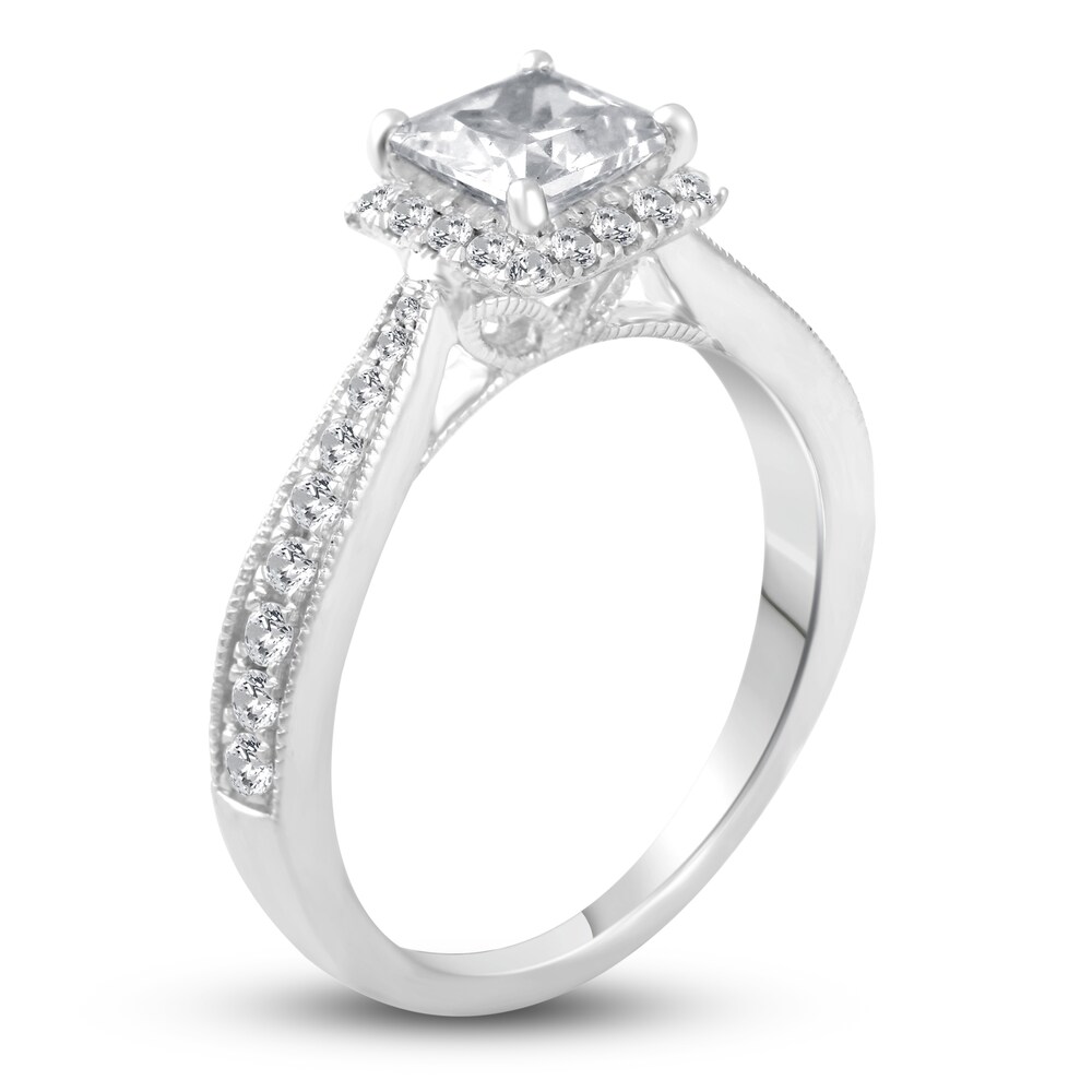 Diamond Engagement Ring 1-1/5 ct tw Princess/Round Platinum kO1lCdDD Diamond Engagement Ring 1-1/5 ct tw Princess/Round Platinum kO1lCdDD