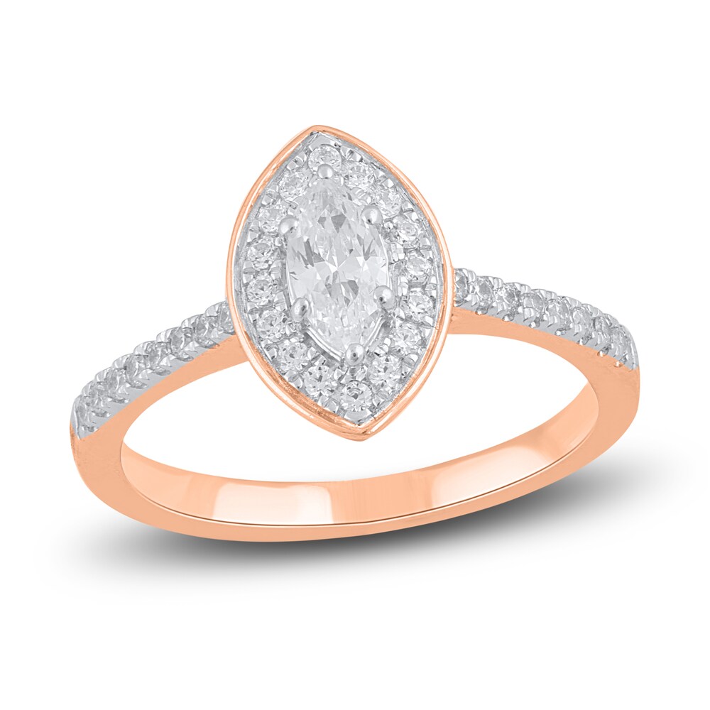 Diamond Engagement Ring 3/4 ct tw Marquise/Round 14K Rose Gold kPHm4yCP Diamond Engagement Ring 3/4 ct tw Marquise/Round 14K Rose Gold kPHm4yCP