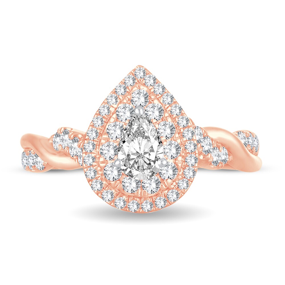 Diamond Ring 1 ct tw Pear-shaped 14K Rose Gold kXR605Xz Diamond Ring 1 ct tw Pear-shaped 14K Rose Gold kXR605Xz