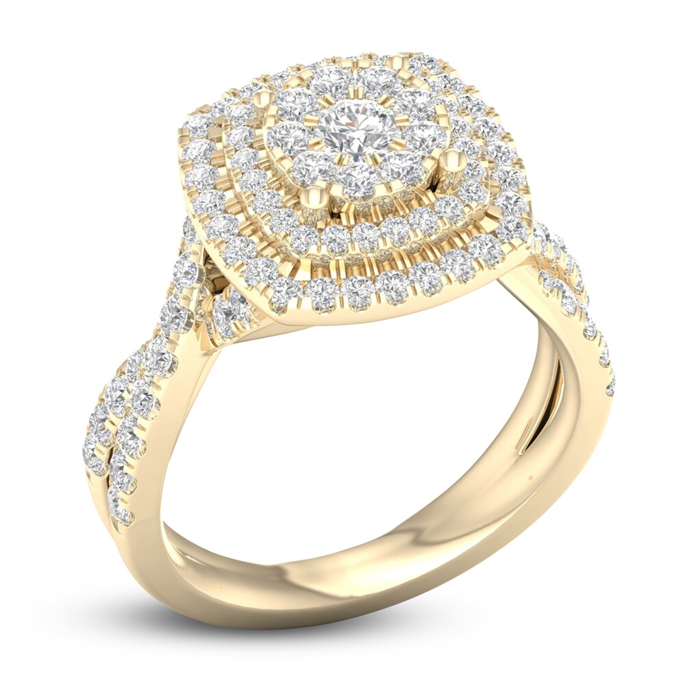 Diamond Double Halo Engagement Ring 1-1/3 ct tw Round 14K Yellow Gold knkoWqDj Diamond Double Halo Engagement Ring 1-1/3 ct tw Round 14K Yellow Gold knkoWqDj