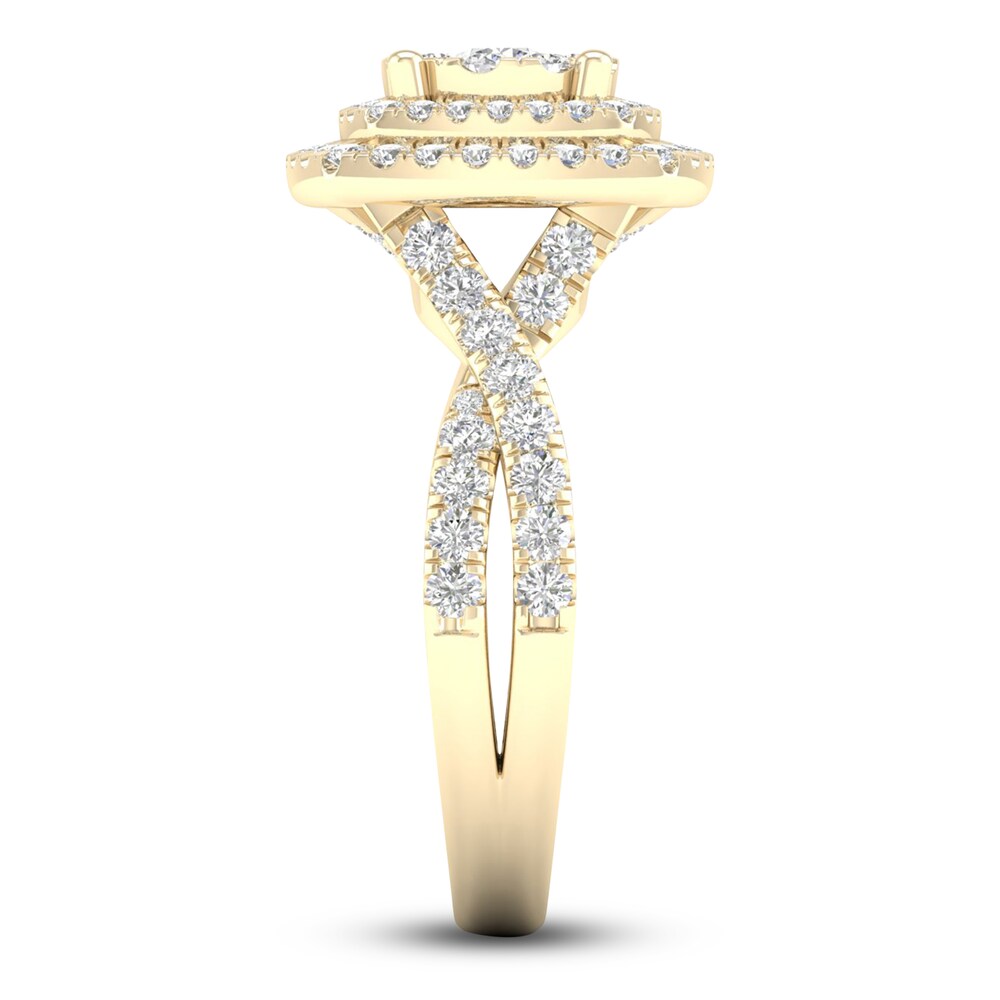 Diamond Double Halo Engagement Ring 1-1/3 ct tw Round 14K Yellow Gold knkoWqDj Diamond Double Halo Engagement Ring 1-1/3 ct tw Round 14K Yellow Gold knkoWqDj