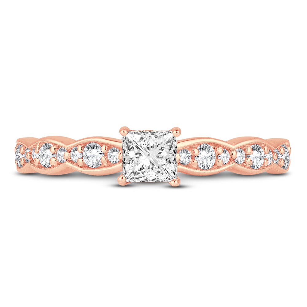 Diamond Engagement Ring 5/8 ct tw Princess/Round 14K Rose Gold lU7Smy8M Diamond Engagement Ring 5/8 ct tw Princess/Round 14K Rose Gold lU7Smy8M