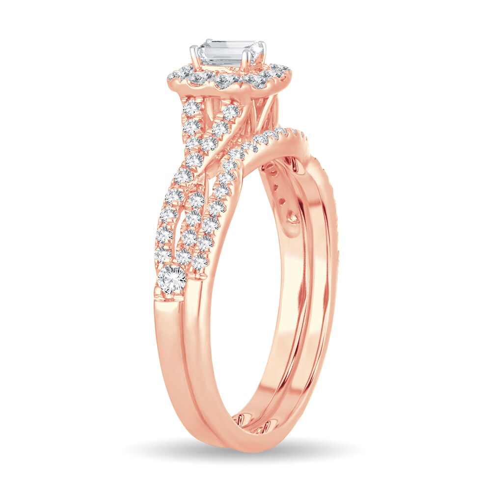 Diamond Bridal Set 3/4 ct tw Emerald-cut 14K Rose Gold lV76gqcr Diamond Bridal Set 3/4 ct tw Emerald-cut 14K Rose Gold lV76gqcr