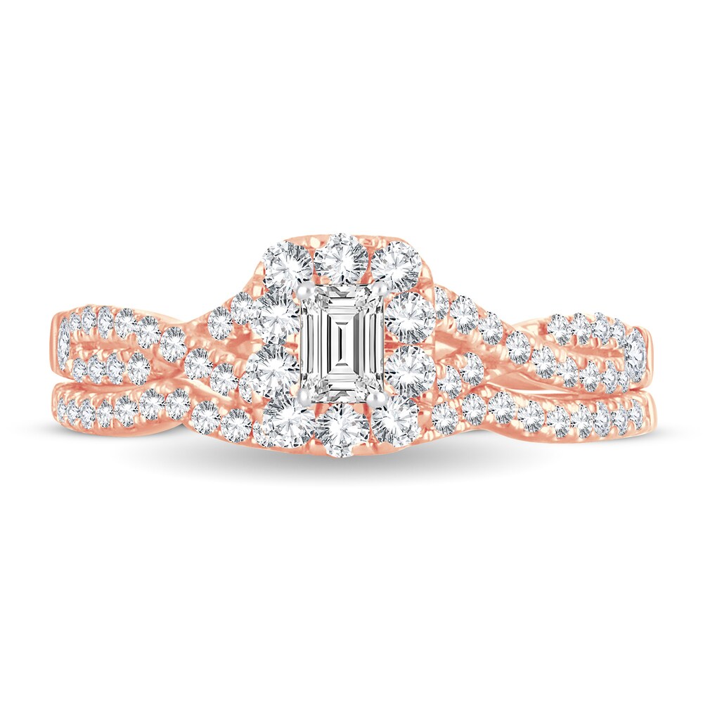 Diamond Bridal Set 3/4 ct tw Emerald-cut 14K Rose Gold lV76gqcr Diamond Bridal Set 3/4 ct tw Emerald-cut 14K Rose Gold lV76gqcr