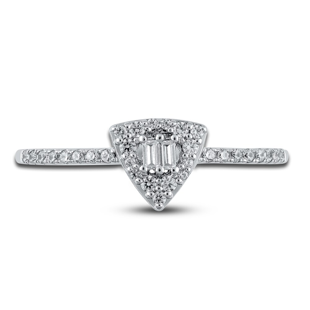 Diamond Engagement Ring 1/5 ct tw Round/Baguette 10K White Gold lbAVI39w Diamond Engagement Ring 1/5 ct tw Round/Baguette 10K White Gold lbAVI39w