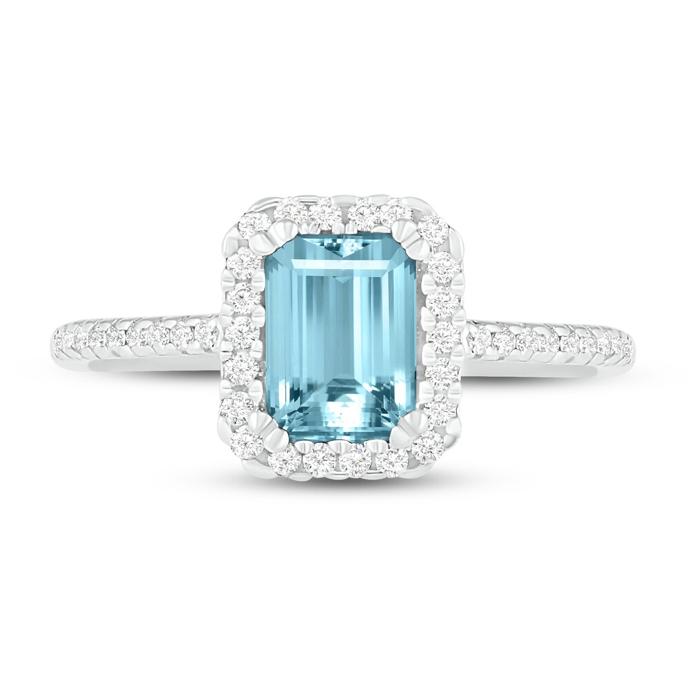 Natural Aquamarine Engagement Ring 1/4 ct tw Diamonds 14K White Gold 10.5mm lsAj3m5s Natural Aquamarine Engagement Ring 1/4 ct tw Diamonds 14K White Gold 10.5mm lsAj3m5s