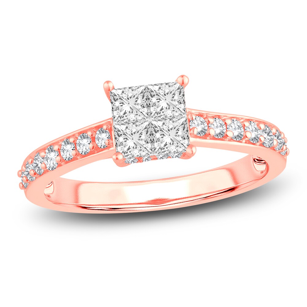 Diamond Engagement Ring 7/8 ct tw Princess/Round 14K Rose Gold ltPbQqo6 Diamond Engagement Ring 7/8 ct tw Princess/Round 14K Rose Gold ltPbQqo6