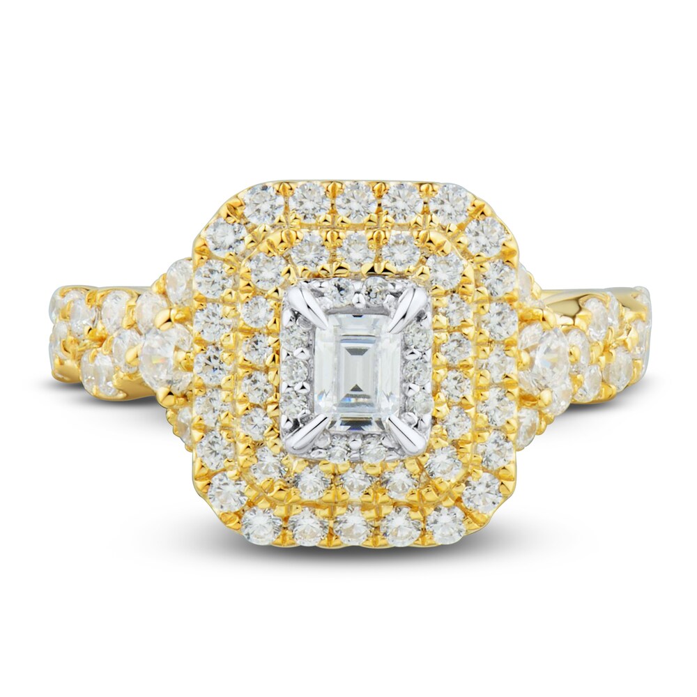 Diamond Engagement Ring 1-1/4 ct tw Emerald/Round 14K Two-Tone Gold mEWa2nGB Diamond Engagement Ring 1-1/4 ct tw Emerald/Round 14K Two-Tone Gold mEWa2nGB