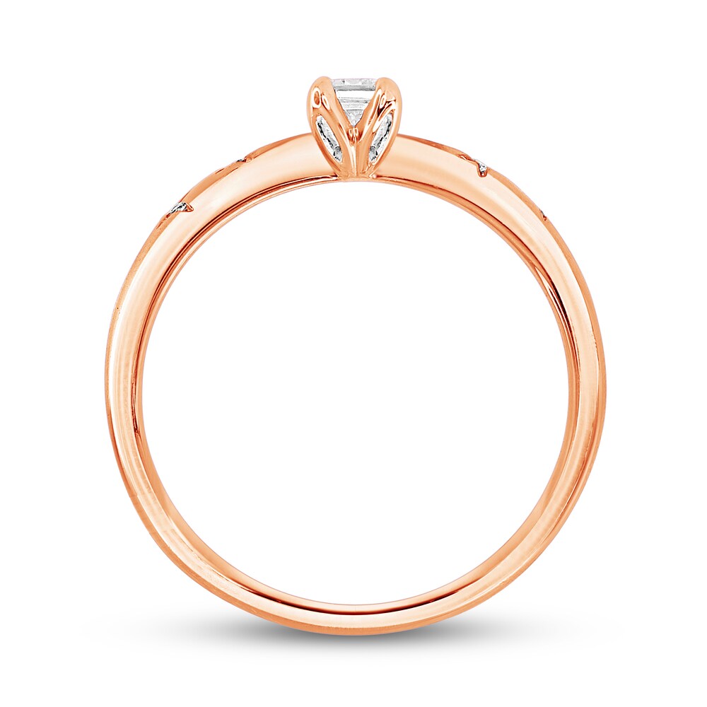 Diamond Engagement Ring 1/3 ct tw Round/Emerald 14K Rose Gold mGBT7TUz Diamond Engagement Ring 1/3 ct tw Round/Emerald 14K Rose Gold mGBT7TUz