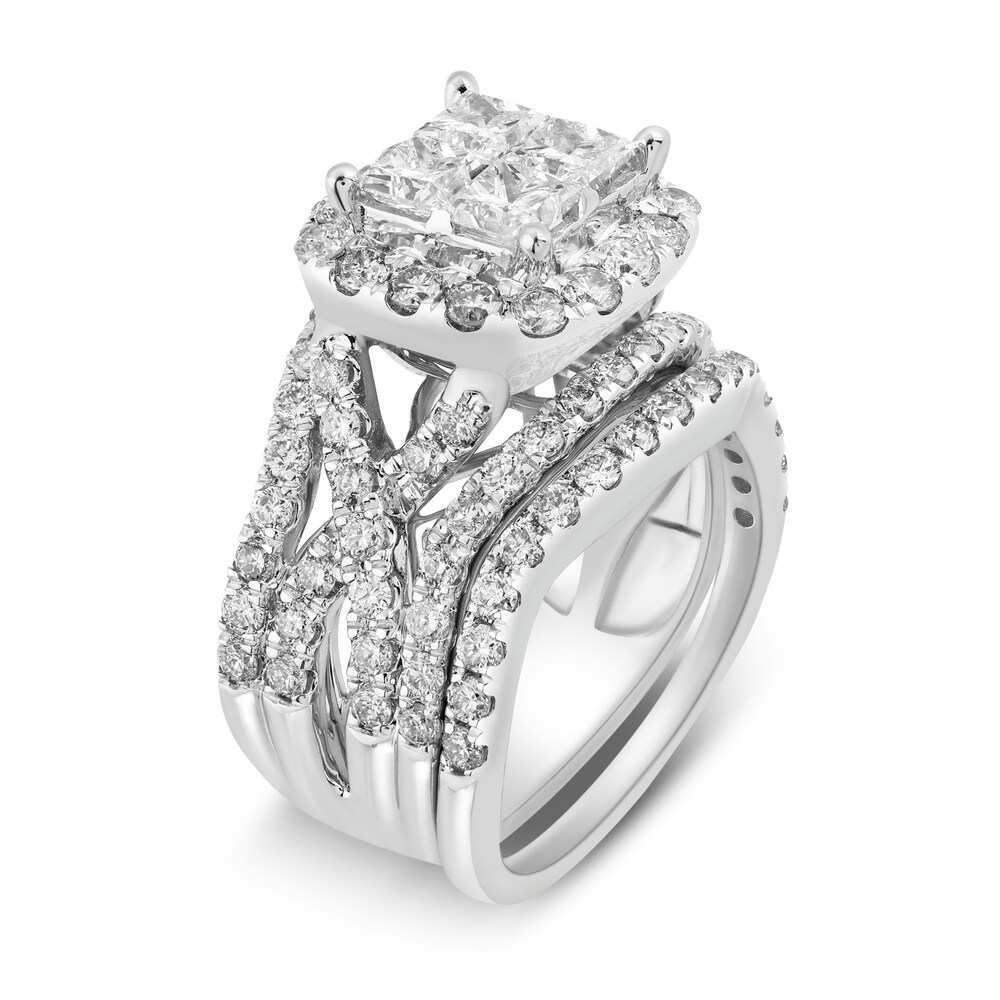 Diamond Bridal Set 3-3/8 ct tw Princess/Round 14K White Gold mGi2rc7W Diamond Bridal Set 3-3/8 ct tw Princess/Round 14K White Gold mGi2rc7W