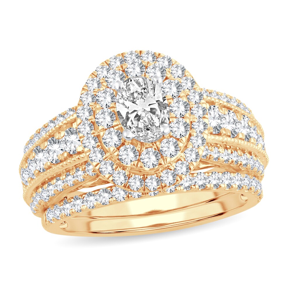 Diamond Bridal Set 2 ct tw Oval 14K Yellow Gold mKDyQZah