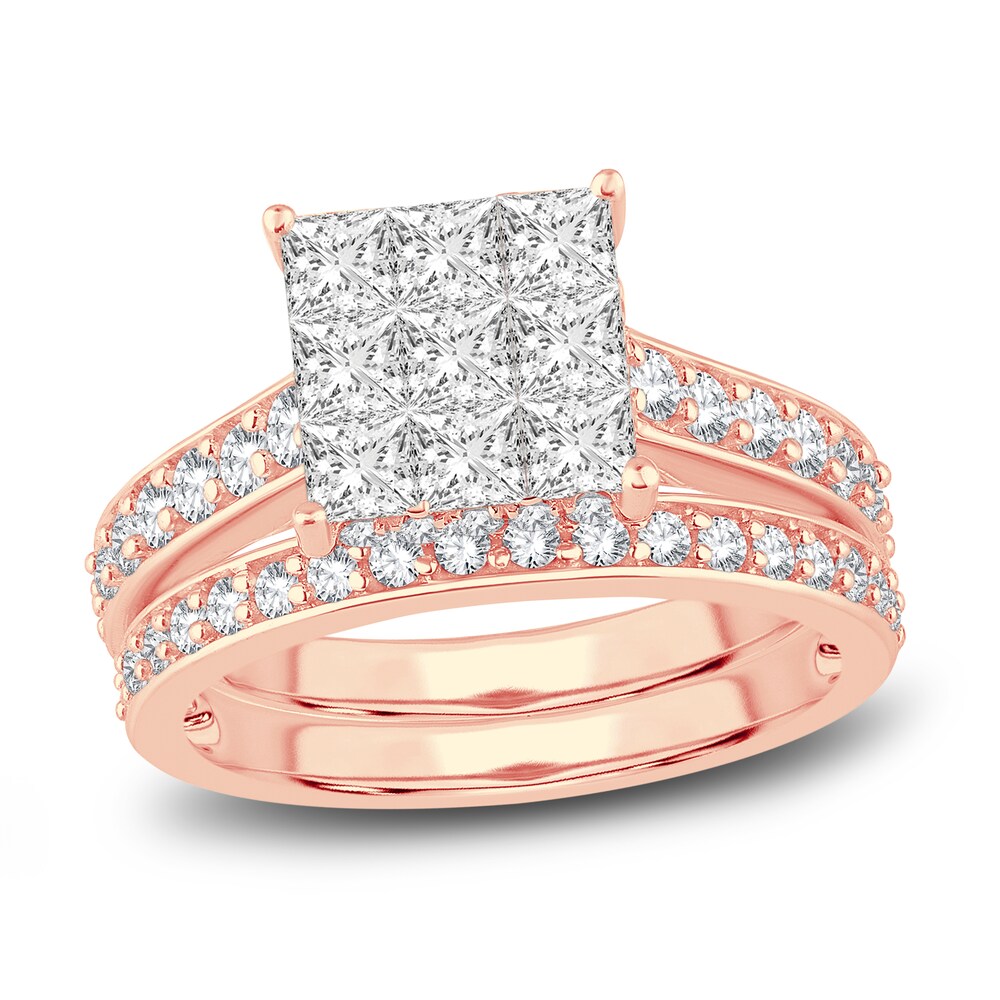 Diamond Engagement Ring 2 ct tw Round/Princess 14K Rose Gold mQYeBcBN Diamond Engagement Ring 2 ct tw Round/Princess 14K Rose Gold mQYeBcBN