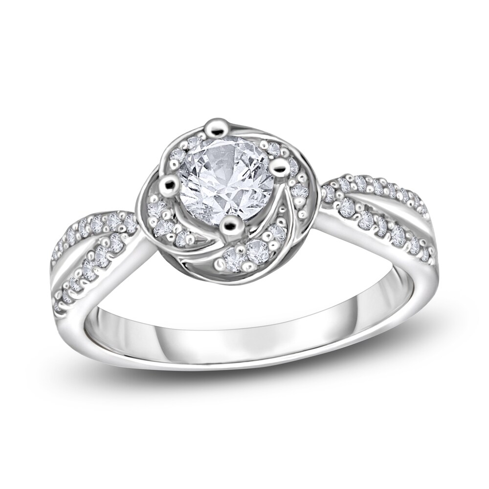 Diamond Floral Halo Engagement Ring 1/2 ct tw Round 14K White Gold mTzxOokP Diamond Floral Halo Engagement Ring 1/2 ct tw Round 14K White Gold mTzxOokP