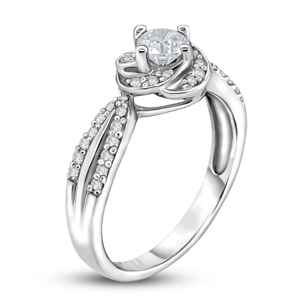 Diamond Floral Halo Engagement Ring 1/2 ct tw Round 14K White Gold mTzxOokP Diamond Floral Halo Engagement Ring 1/2 ct tw Round 14K White Gold mTzxOokP