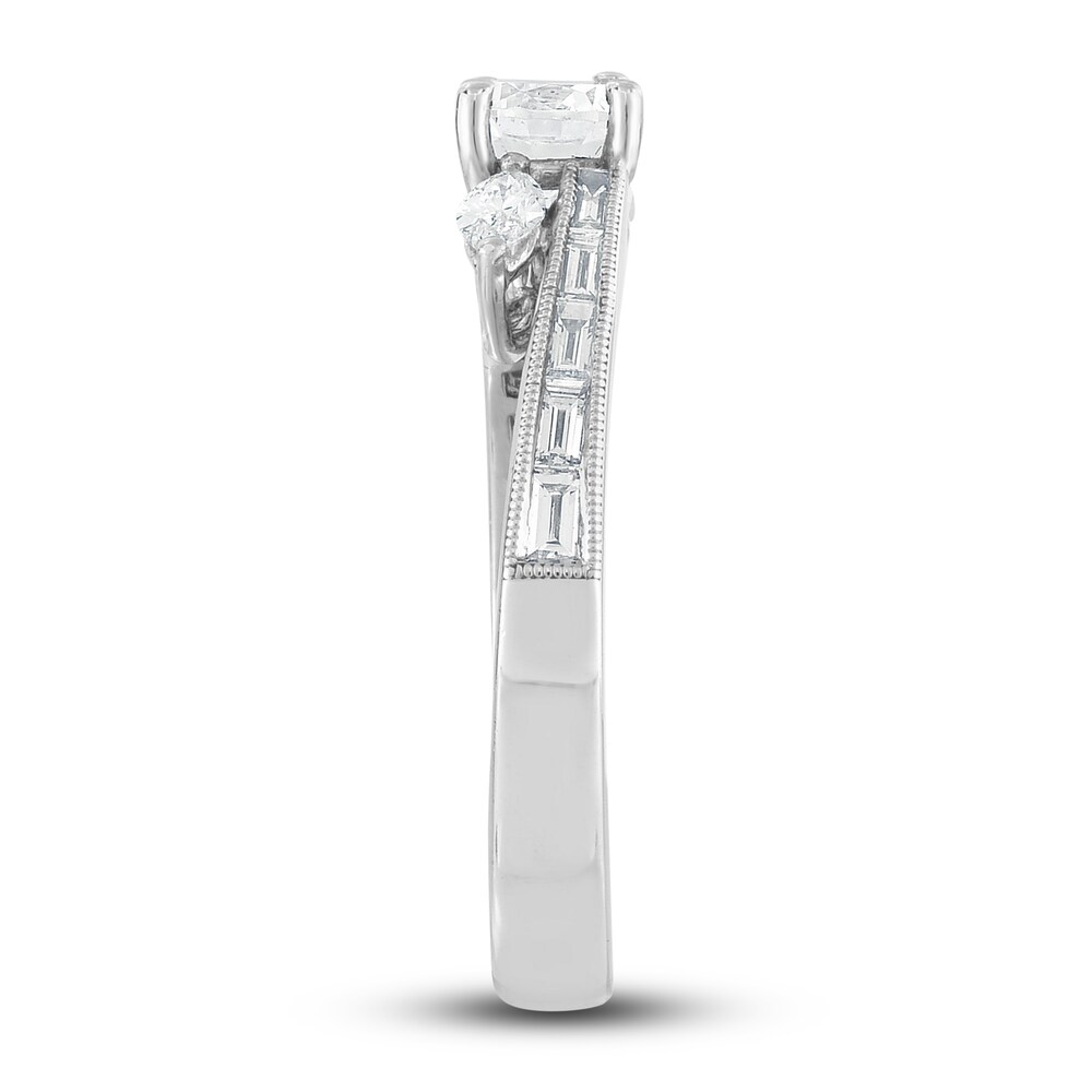 Diamond Engagement Ring 1 ct tw Round/Marquise 14K White Gold md6RmE8x Diamond Engagement Ring 1 ct tw Round/Marquise 14K White Gold md6RmE8x