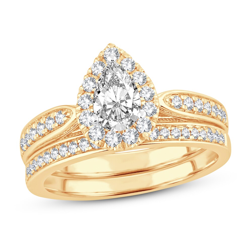 Diamond Bridal Set 7/8 ct tw Pear-shaped/Round-cut 14K Yellow Gold nqWCQSUm Diamond Bridal Set 7/8 ct tw Pear-shaped/Round-cut 14K Yellow Gold nqWCQSUm
