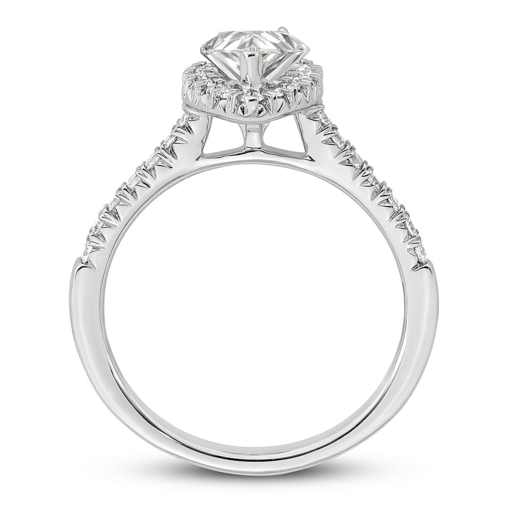 Diamond Halo Engagement Ring 3/4 ct tw Pear-shaped 14K White Gold nuoliI2B Diamond Halo Engagement Ring 3/4 ct tw Pear-shaped 14K White Gold nuoliI2B
