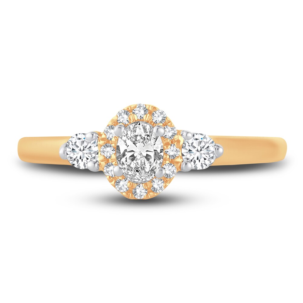 Diamond Halo Ring 3/8 ct tw Oval/Round 14K Yellow Gold oAoApGsQ Diamond Halo Ring 3/8 ct tw Oval/Round 14K Yellow Gold oAoApGsQ