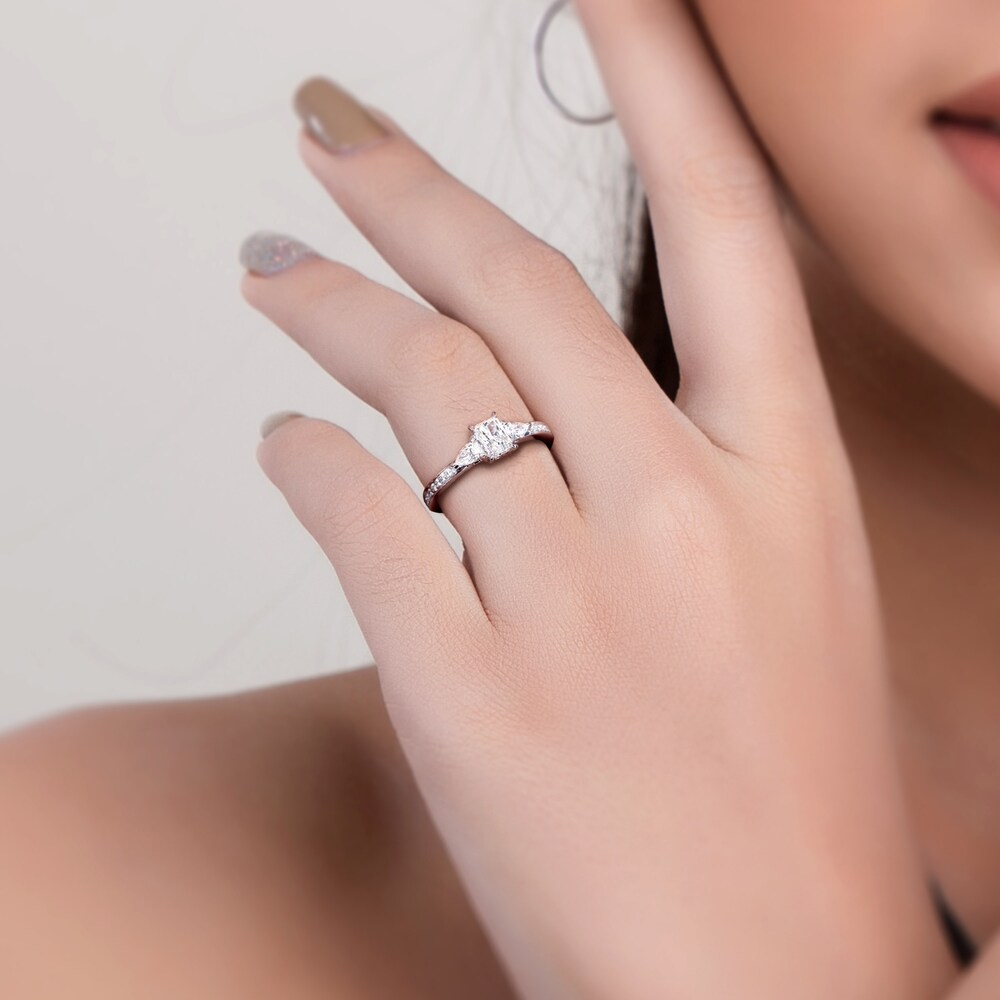 Diamond 3-Stone Engagement Ring 5/8 ct tw Radiant/Pear/ Round 14K White Gold oRlIRagT Diamond 3-Stone Engagement Ring 5/8 ct tw Radiant/Pear/ Round 14K White Gold oRlIRagT